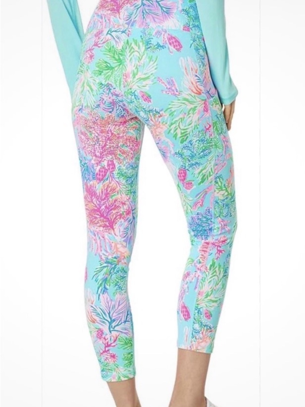 Lilly Pulitzer Hi-Rise Midi Leggings In Celestial Blue Cay To My Heart